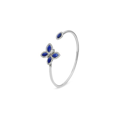 Bracelet lapis lazuli diamants or blanc