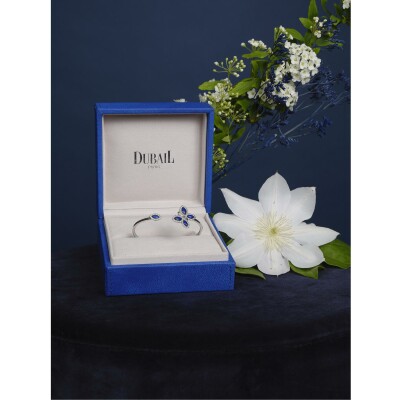 Bracelet lapis lazuli diamants or blanc