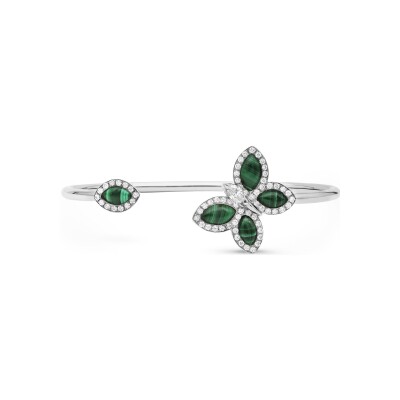 Bracelet malachite diamants or blanc