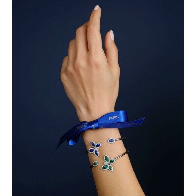 Bracelet malachite diamants or blanc