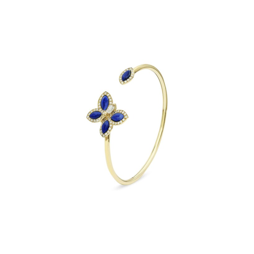 Papillons Floraux bracelet in yellow gold and lapis lazuli