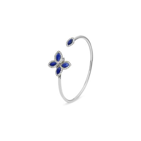 Papillons Floraux bracelet in white gold and lapis lazuli