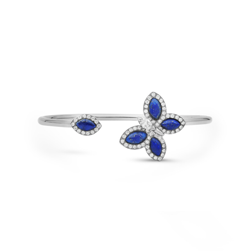 Papillons Floraux bracelet in white gold and lapis lazuli