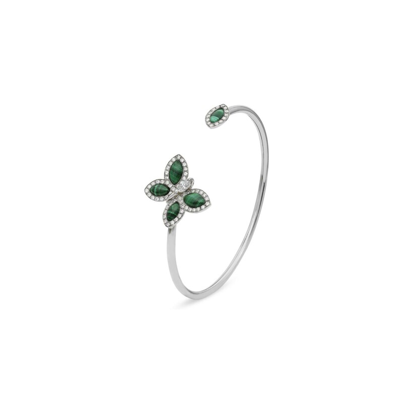 Papillons Floraux bracelet in white gold and malachite