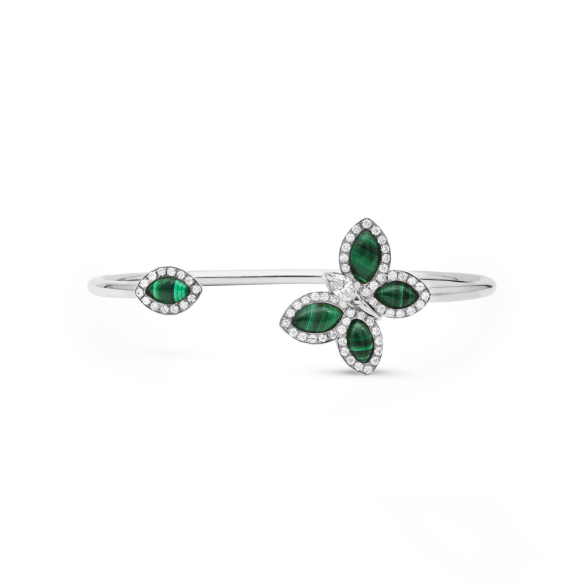 Papillons Floraux bracelet in white gold and malachite