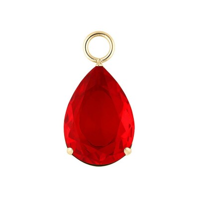 Charm QUDO Teana en métal doré et pierre de couleur red