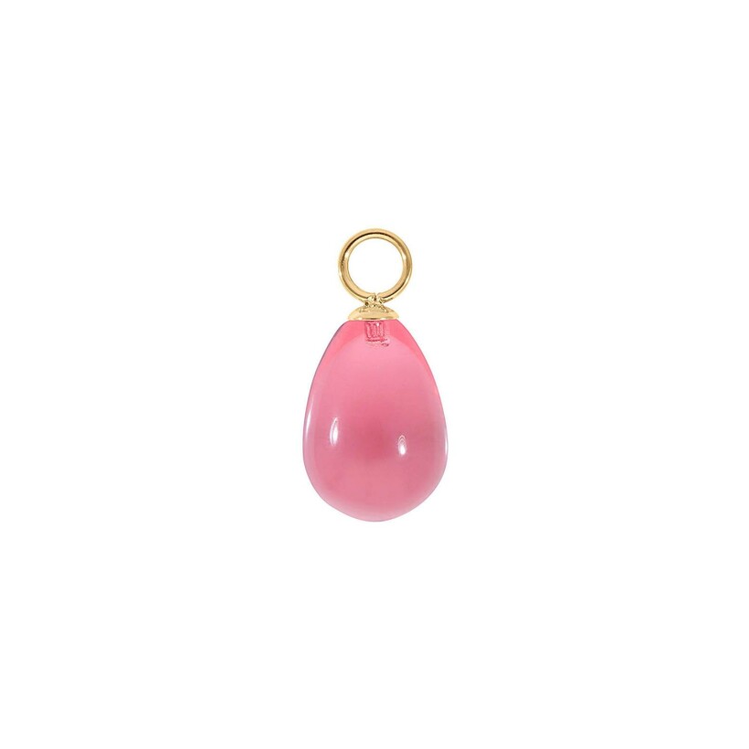 Charm QUDO Comini en métal doré et pierre de couleur pink