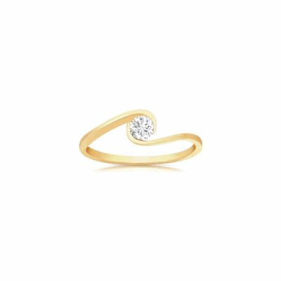 Solitaire en or jaune et diamant, taille 54