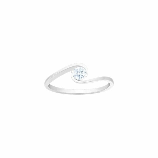 Bague en or blanc et diamant, taille 54