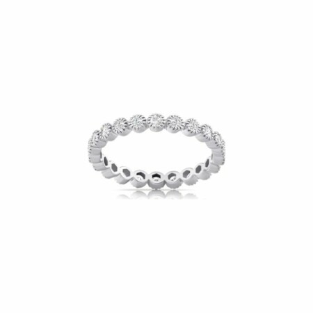 Alliance en or blanc et diamants, taille 54