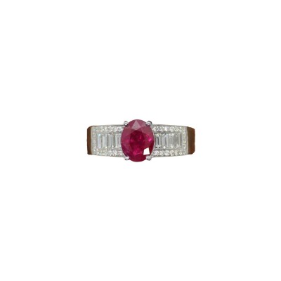 Bague en or blanc et diamants et rubis