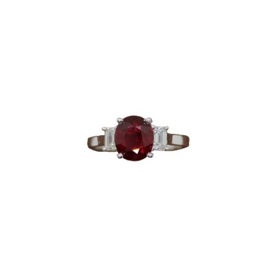 Bague en or blanc et diamants et rubis
