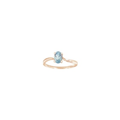Bague en or rose et aigue-marine