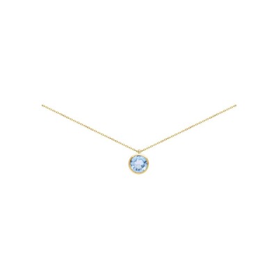 Collier en or jaune, topaze bleue et topaze bleu london