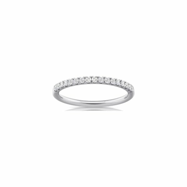 Demi Alliance en or blanc et diamants, taille 54