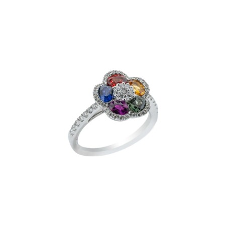 Bague en or blanc, saphirs et diamants