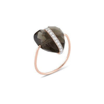 Bague Morganne Bello Infinite Love en or rose, quartz fumé et diamants