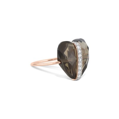 Bague Morganne Bello Infinite Love en or rose, quartz fumé et diamants