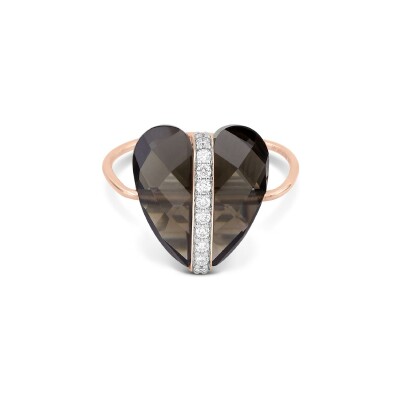 Bague Morganne Bello Infinite Love en or rose, quartz fumé et diamants