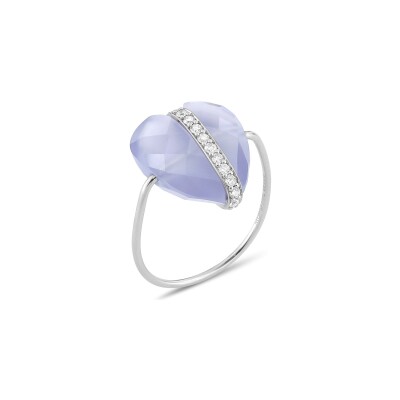 Bague Morganne Bello Infinite Love en or blanc, calcédoine et diamants