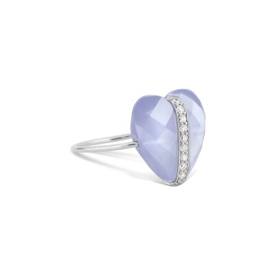 Bague Morganne Bello Infinite Love en or blanc, calcédoine et diamants