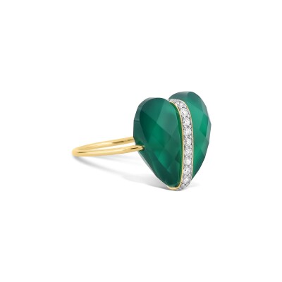 Bague Morganne Bello Infinite Love en or jaune, agate verte et diamants