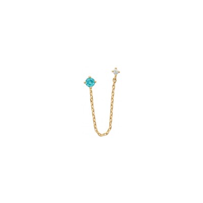 Boucle d'oreille belOReil Double en plaqué or et oxydes de zirconium