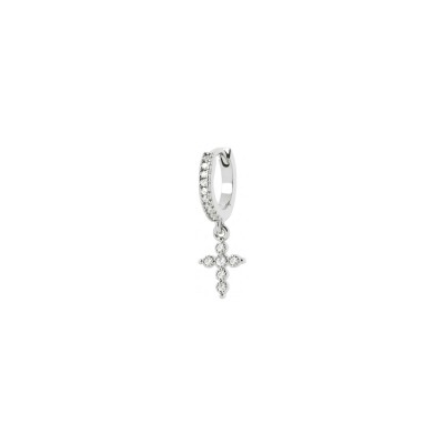 Boucle d'oreille créole belOReil Croix en argent et oxydes de zirconium