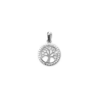 Pendentif Arbre de vie en or blanc et oxydes de zirconium