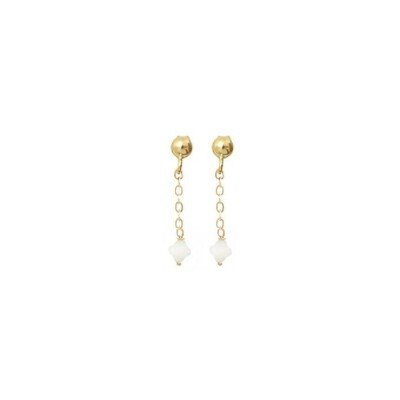 Boucles d'oreilles Trèfle en or jaune et nacre