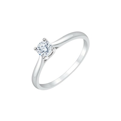Solitaire en or blanc et diamant