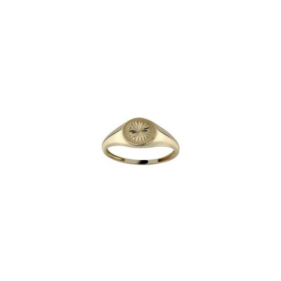 Chevalière en or jaune et diamant