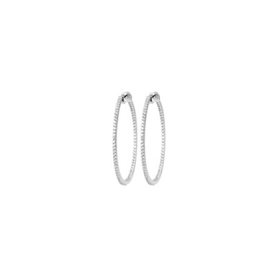 Boucles d'oreilles créoles belOReil en argent rhodié et oxydes de zirconium