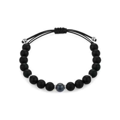 Bracelet en or blanc, saphir et onyx