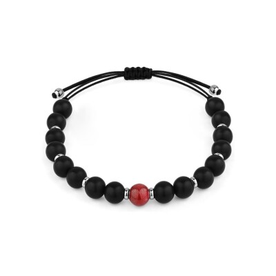 Bracelet en or blanc, rubis et onyx