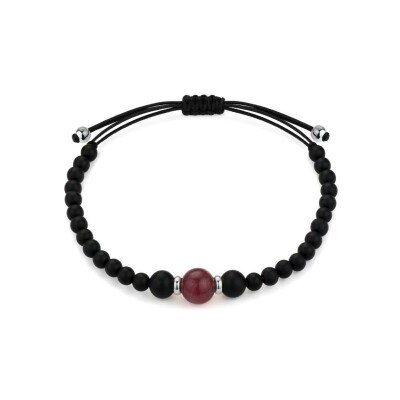 Bracelet en or blanc, rubis et onyx