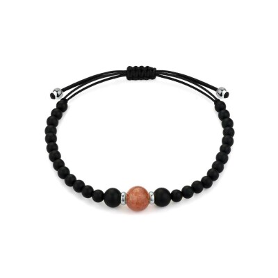 Bracelet en or blanc, pierre de lune et onyx