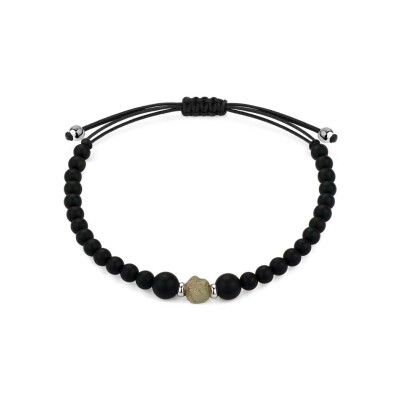 Bracelet en or blanc, onyx et diamant