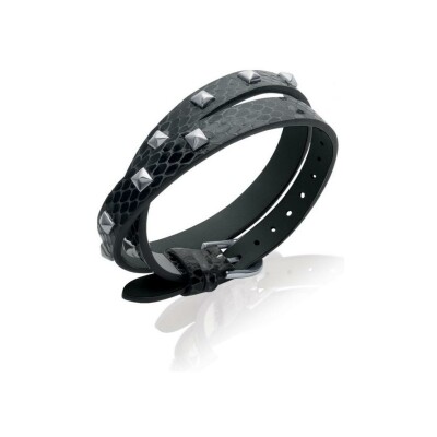 Bracelet Double Tour Noir en cuir