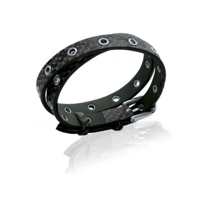 Bracelet Double Tour Noir en cuir