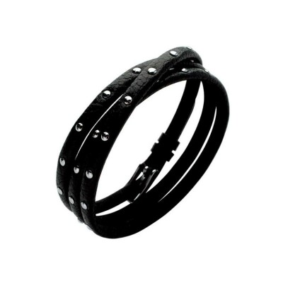 Bracelet Triple Tour Noir en cuir