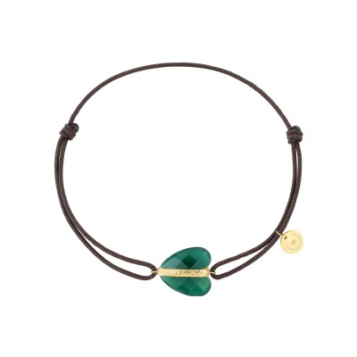 Bracelet sur cordon Morganne Bello Infinite Love en or jaune et agate verte