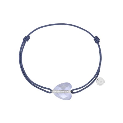 Bracelet sur cordon Morganne Bello Infinite Love en or blanc, calcédoine et diamants