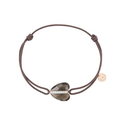 Bracelet sur cordon Morganne Bello Infinite Love en or rose, quartz fumé et diamants