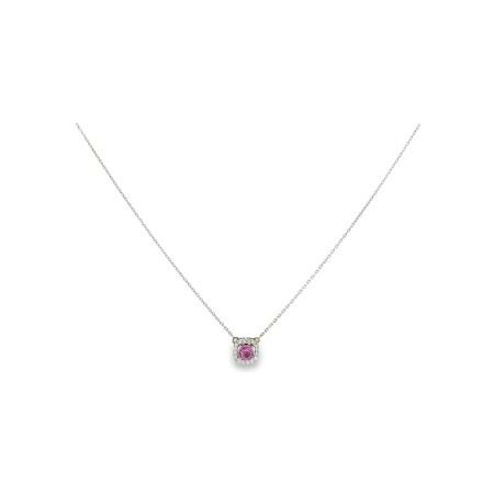 Pendentif en or blanc, saphir rose et diamants