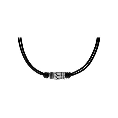 Collier en acier et cuir