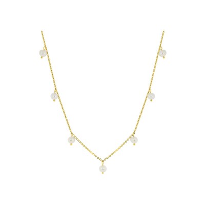 Collier en acier doré et perle de culture