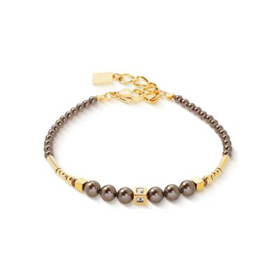 Bracelet Coeur de Lion Shimmering Princess Pearls en acier doré, cristaux Swarovski et hématite