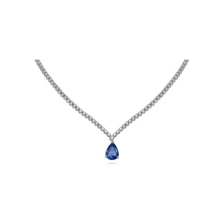 Doux necklace, white gold, diamonds and blue sapphire