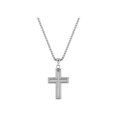 Collier croix en acier